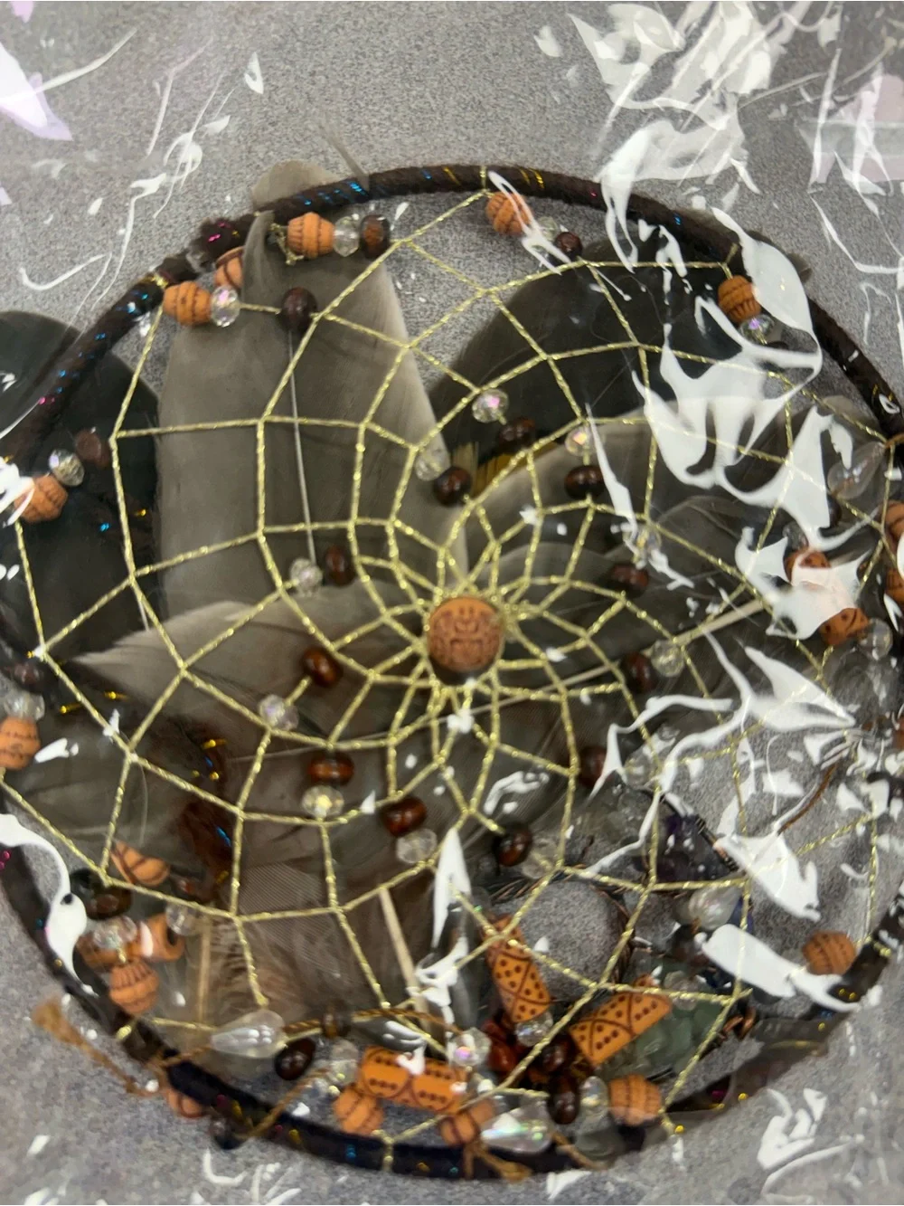 NWOT Bohemian Brown Feather Dreamcatcher Wall Hanging